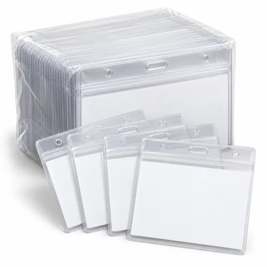 Resealable Clear Badge Holders — 100 Pack