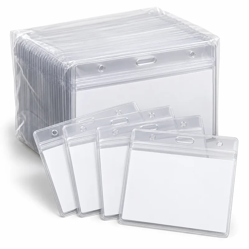 Resealable Clear Badge Holders — 100 Pack